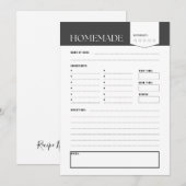 White & Black Recipe Card Digital Download Kaart (Voorkant / Achterkant)