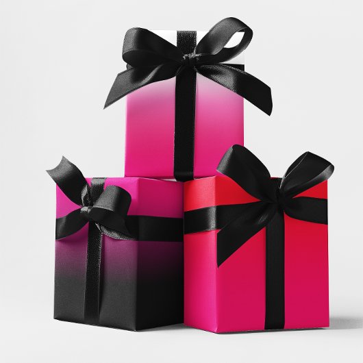 White Black Red en Hot Pink Ombre Mix Inpakpapier Vel