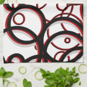 White Black & Red Geometric Cirtern Pattern Theedoek (Gevouwen)