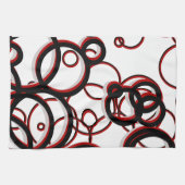 White Black & Red Geometric Cirtern Pattern Theedoek (Horizontaal)