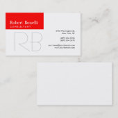 White Black Red Stripe Monogram Visitekaartje (Voorkant / Achterkant)