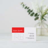 White Black Red Stripe Monogram Visitekaartje (Staand voorkant)