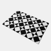 White Black Retro Squares Triangles Pattern Deurmat (Schuin)