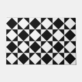White Black Retro Squares Triangles Pattern Deurmat (Voorkant)