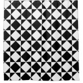 White Black Retro Squares Triangles Pattern Douchegordijn (Voorkant)