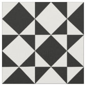 White Black Retro Squares Triangles Pattern Stof (Close Up)