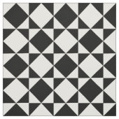 White Black Retro Squares Triangles Pattern Stof (Swatch)