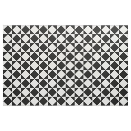 White Black Retro Squares Triangles Pattern Stof (Fat Quarter)