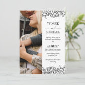 White Black Roos schetst foto 2 in 1 bruiloft Kaart (Staand voorkant)