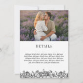 White Black Roos schetst foto 2 in 1 bruiloft Kaart (Achterkant)