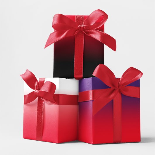 White Black Royal Paars en Red Ombre Mix Inpakpapier Vel