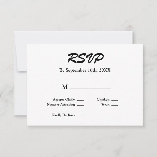 White/Black RSVP-kaart RSVP Kaartje (Voorkant)