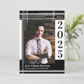 White Black School Colour Afstuderen Foto geplakt Kaart (Staand voorkant)