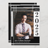 White Black School Colour Afstuderen Foto geplakt Kaart (Voorkant / Achterkant)