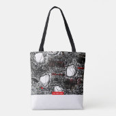 White&Black Scribble Tragetaschen Mit Langen Träge Tote Bag (Achterkant)