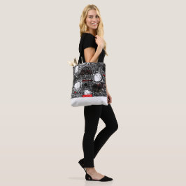White&Black Scribble Tragetaschen Mit Langen Träge Tote Bag