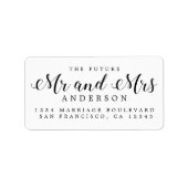 White Black Script Future Mr Mrs Retouradres Etiket (Voorkant)