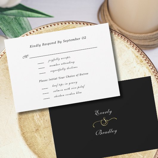 White Black Script Menu Selectie Wedding RSVP