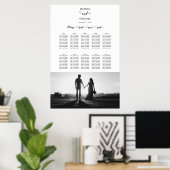 White & Black Script Photo Wedding Seining Chart Poster (Thuiskantoor)