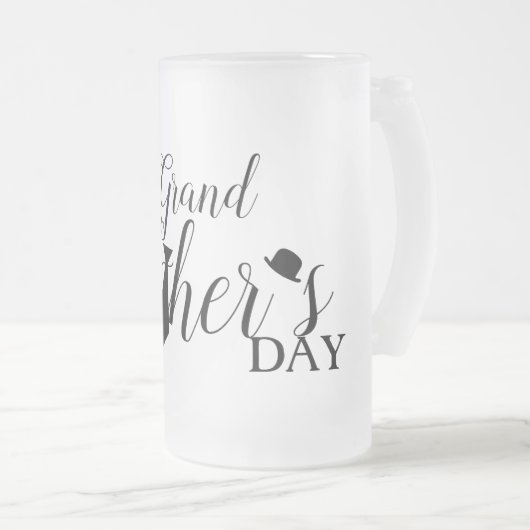 White Black Scripts Stropdas Happy Grand Vaderdag Matglas Bierpul (Voorkant rechts)