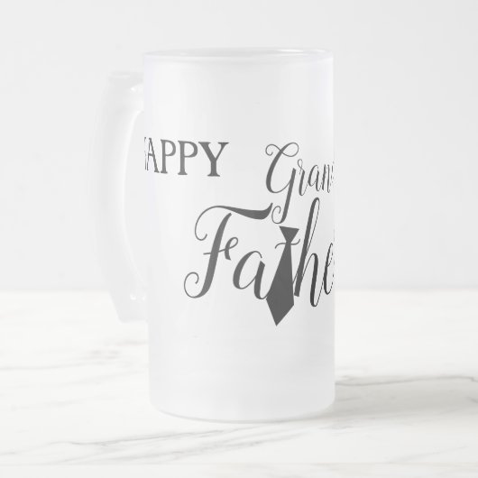 White Black Scripts Stropdas Happy Grand Vaderdag Matglas Bierpul (Voorkant links)