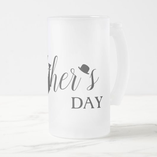 White Black Scripts Stropdas & Pet Happy Vaderdag Matglas Bierpul (Voorkant rechts)