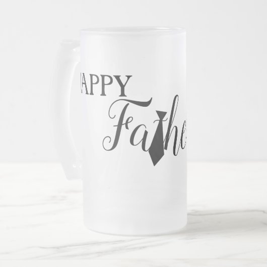 White Black Scripts Stropdas & Pet Happy Vaderdag Matglas Bierpul (Voorkant links)