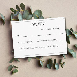 White Black Silver Classic Formal Elegant Wedding Informatiekaartje