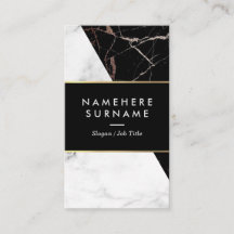 White Black Silver Marble Vertical Visitekaartje
