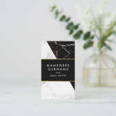 White Black Silver Marble Vertical Visitekaartje (Staand voorkant)