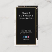 White Black Silver Marble Vertical Visitekaartje (Achterkant)