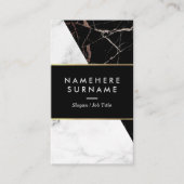 White Black Silver Marble Vertical Visitekaartje (Voorkant)