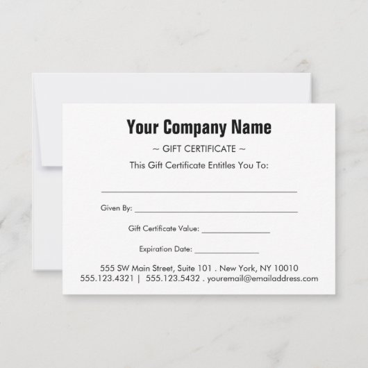 White Black Simple Border Gifcard (Achterkant)