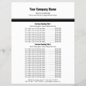White Black Simple Border Price List 2 Flyer (Voorkant)