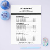 White Black Simple Border Price List 3 Flyer (Enkel)