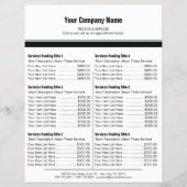 White Black Simple Border Price List 6 Flyer (Voorkant)