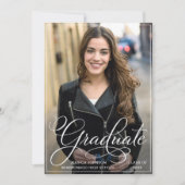 White Black Simple Modern PHOTO Graduation Party Kaart (Voorkant)