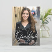 White Black Simple Modern PHOTO Graduation Party Kaart (Staand voorkant)