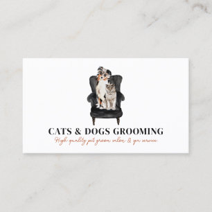 White Black Sofa Dog Cat Pet Groomer Visitekaartje