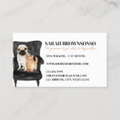 White Black Sofa Pug Dog Cat Pet Visitekaartje (Achterkant)