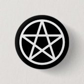 White Black Solid Pentacle Button (Voorkant)