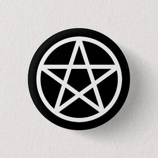 White Black Solid Pentacle Button (Voorkant)