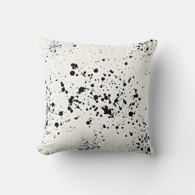 White & Black Splatter Art Sierkussen (Voorkant)