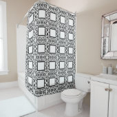 White Black Squares Curlico Shower Curtain Curtai Douchegordijn (In situ)