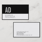 White Black Stripe Pattern Monogram Visitekaartje (Voorkant / Achterkant)