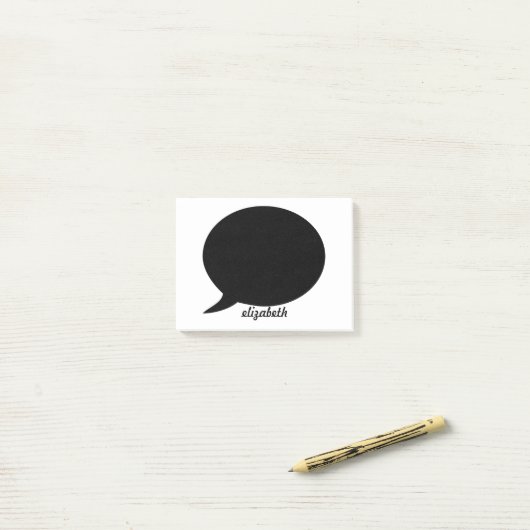 White & Black Talk Bubble Persoonlijke naam Post-it® Notes (Op bureau)
