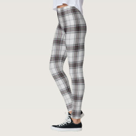 White Black Tan Tartan Pset Leggings
