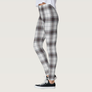 White Black Tan Tartan Pset Leggings