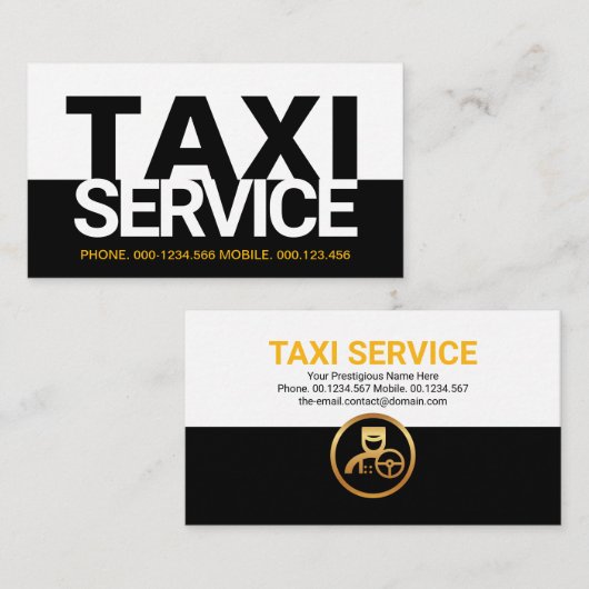 White Black Taxi Service Layers toegewezen driver Visitekaartje (Voorkant / Achterkant)