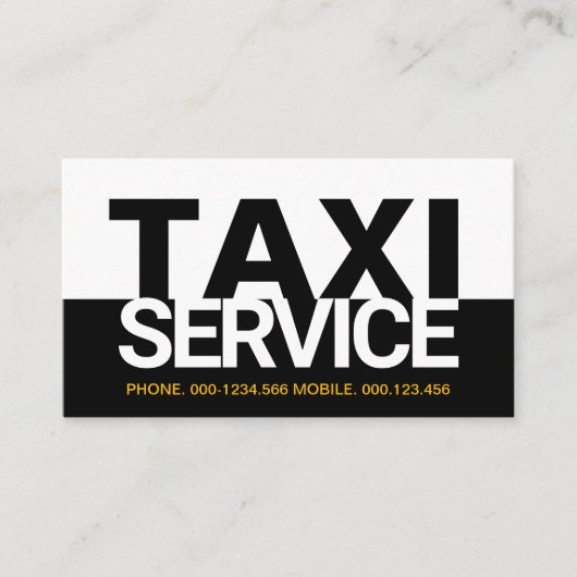 White Black Taxi Service Layers toegewezen driver Visitekaartje (Voorkant)